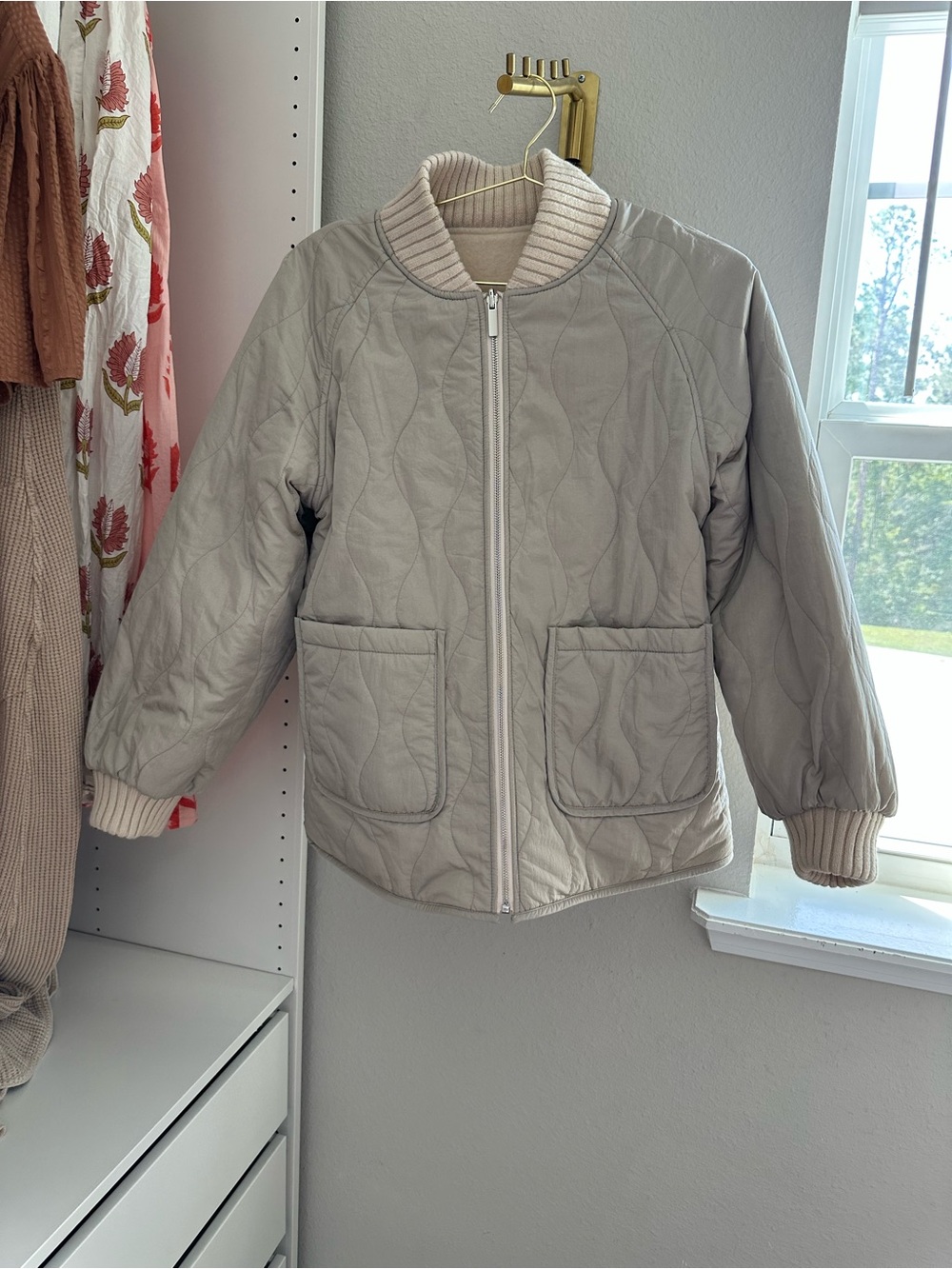 Varley Quilted Bomber Jacket - Taupe
